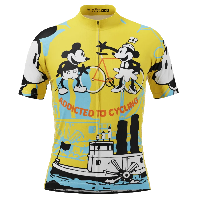 Men's Retro Hockey Jerseys with Classic Stripes and Logos for a Nostalgic Hockey AestheticMen's Steamboat Willie Addicted to Cycling Short Sleeve Cycling Jersey Men's Retro Hockey Jerseys with Classic Stripes and Logos for a Nostalgic Hockey AestheticMen's Steamboat Willie Addicted to Cycling Short Sleeve Cycling Jersey