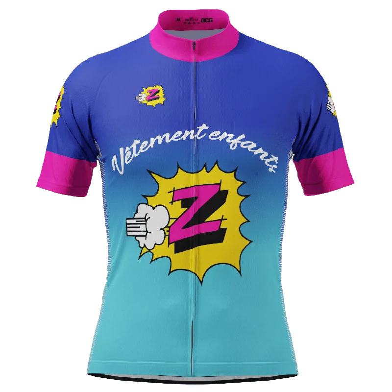 Men's Cycling Jerseys with Reflective Stripes for Safe and Stylish Rides at NightMen's Vetements Enfants Team Z Retro Short Sleeve Cycling Jersey Men's Cycling Jerseys with Reflective Stripes for Safe and Stylish Rides at NightMen's Vetements Enfants Team Z Retro Short Sleeve Cycling Jersey