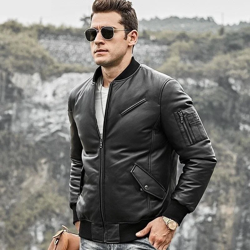 Corduroy men jackets in earthy tones for a rustic charmMen's Warm White Duck Down Genuine Lambskin Leather Baseball Jacket Corduroy men jackets in earthy tones for a rustic charmMen's Warm White Duck Down Genuine Lambskin Leather Baseball Jacket