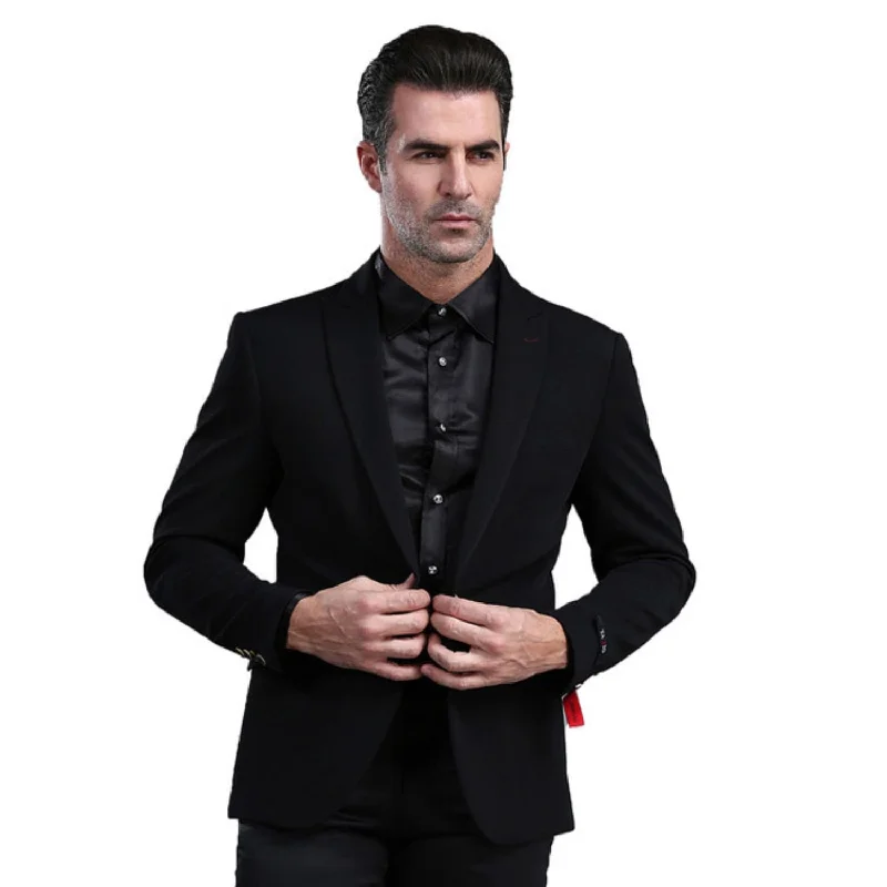 Plus Size Men's Charcoal Grey Linen Blazer with Notch Lapel for a Summer - Ready StyleMoonlit Mode Collection: Black Solid Color Skinny Fit Blazer Plus Size Men's Charcoal Grey Linen Blazer with Notch Lapel for a Summer - Ready StyleMoonlit Mode Collection: Black Solid Color Skinny Fit Blazer