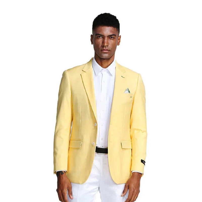 Men's Slim Fit Denim Blazer in Blue for a Casual and Trendy Streetwear LookOceanic Outfits Collection: Lemon Solid Color Slim Fit Blazer Men's Slim Fit Denim Blazer in Blue for a Casual and Trendy Streetwear LookOceanic Outfits Collection: Lemon Solid Color Slim Fit Blazer