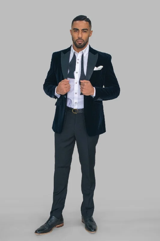 Men's Slim Fit Denim Blazer in Blue for a Casual and Trendy Streetwear LookRosa Navy Blazer Men's Slim Fit Denim Blazer in Blue for a Casual and Trendy Streetwear LookRosa Navy Blazer