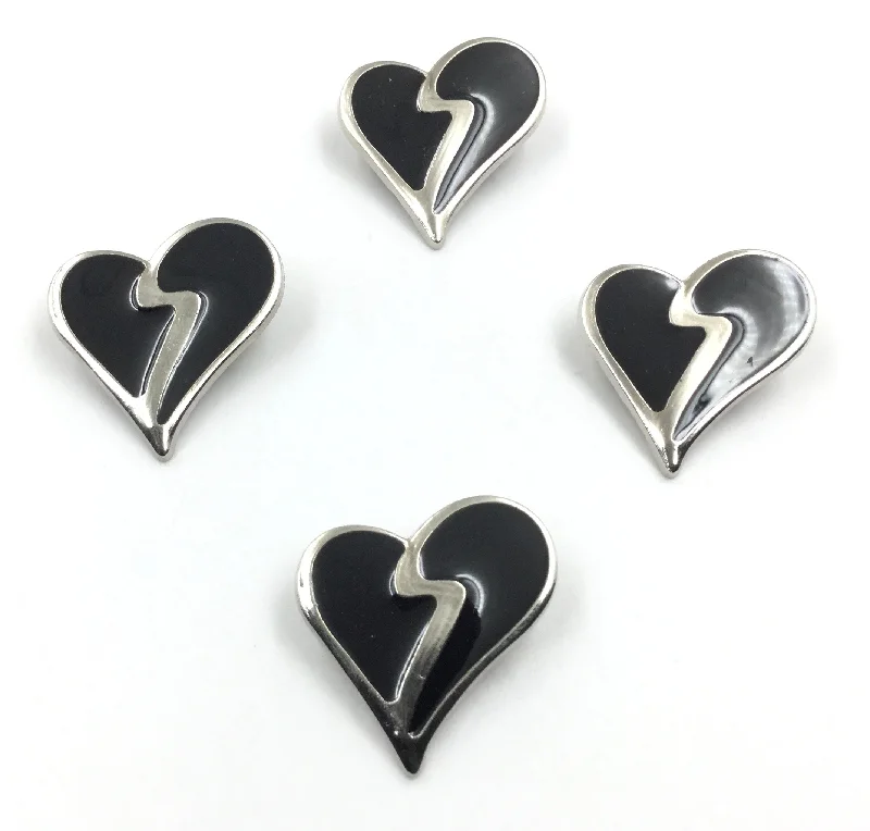 Men's Pin - Striped Wool - Blend Blazer in Navy and White for a Traditional Business AttireSilver & Black Heart Shape Clip Cufflinks