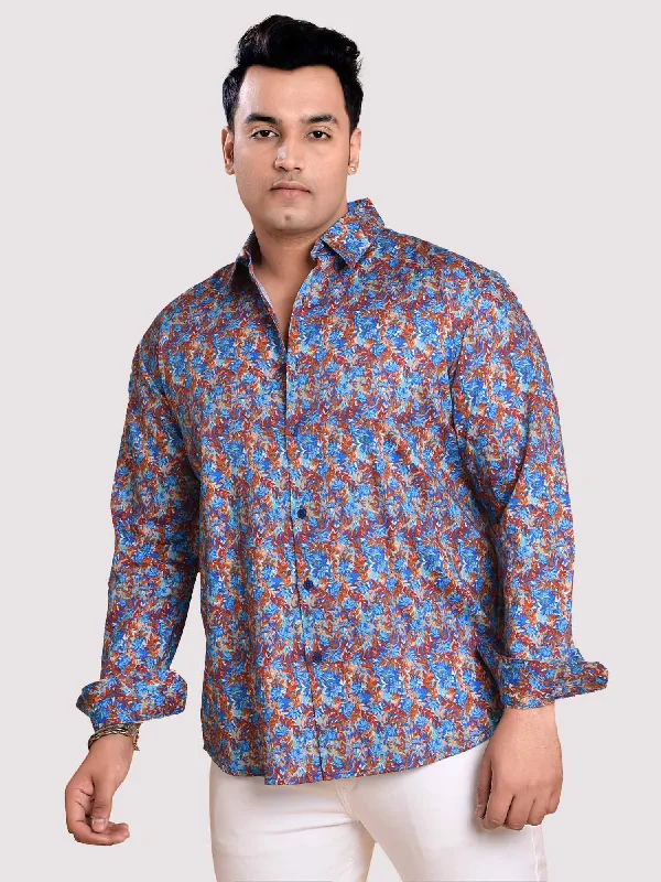 Small Leaf Printed Cotton Full sleeve Men's Plus size