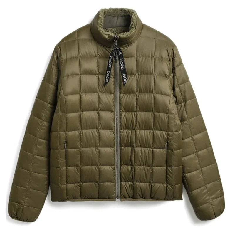 Denim men jackets with embroidered patches for a personalized touchTaion Down Boa Reversible Jacket Olive / Dark Olive Denim men jackets with embroidered patches for a personalized touchTaion Down Boa Reversible Jacket Olive / Dark Olive