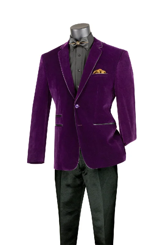 Tall Men's White Linen Blazer with Gold Buttons for a Beach - Ready and Elegant LookVelourfy Collection: Purple Velvet with Faux Leather Trim Single Breasted Slim Fit Blazer Tall Men's White Linen Blazer with Gold Buttons for a Beach - Ready and Elegant LookVelourfy Collection: Purple Velvet with Faux Leather Trim Single Breasted Slim Fit Blazer