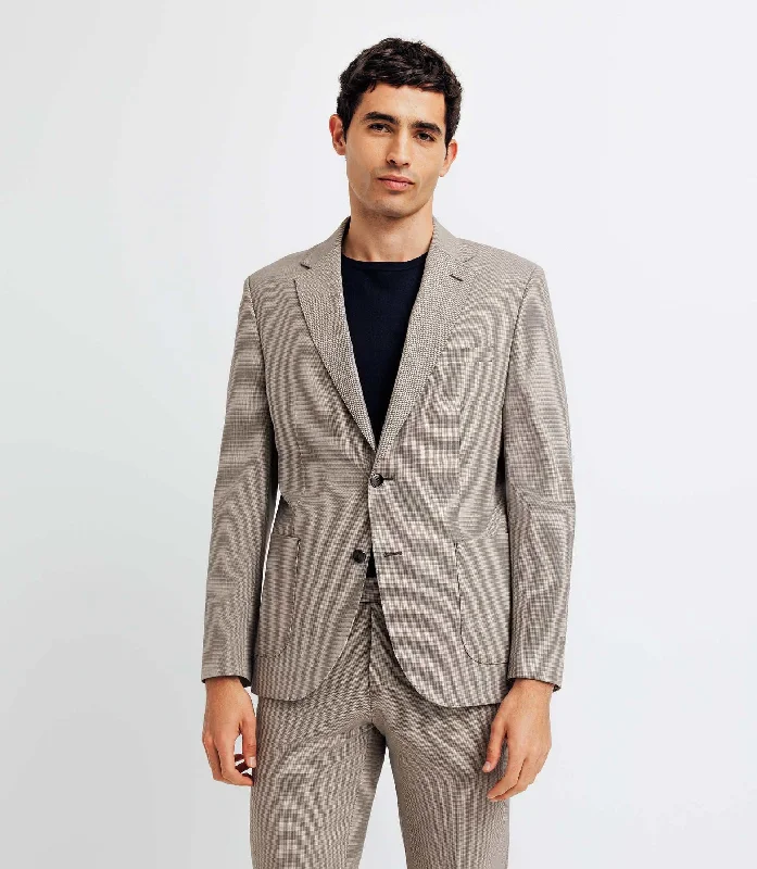 Men's Military - Inspired Khaki Blazer with Epaulettes for a Dapper and Stylish OutfitVeste ville motif pied de puce marron Men's Military - Inspired Khaki Blazer with Epaulettes for a Dapper and Stylish OutfitVeste ville motif pied de puce marron