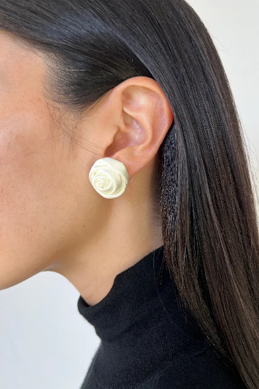 FABRIC ROSE STUD EARRING