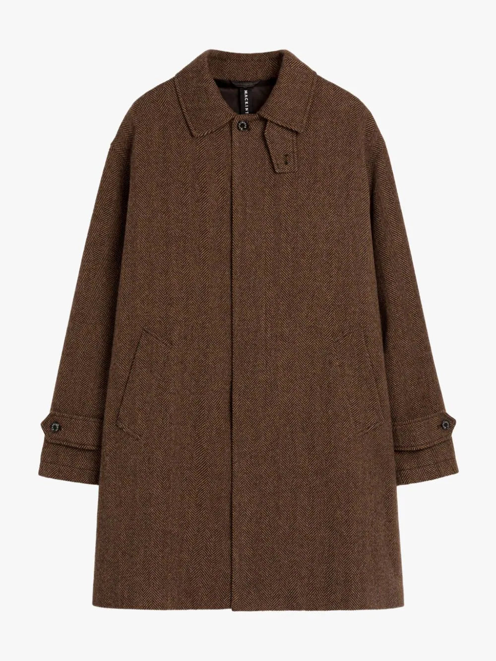 Soho Brown Herringbone Wool Overcoat