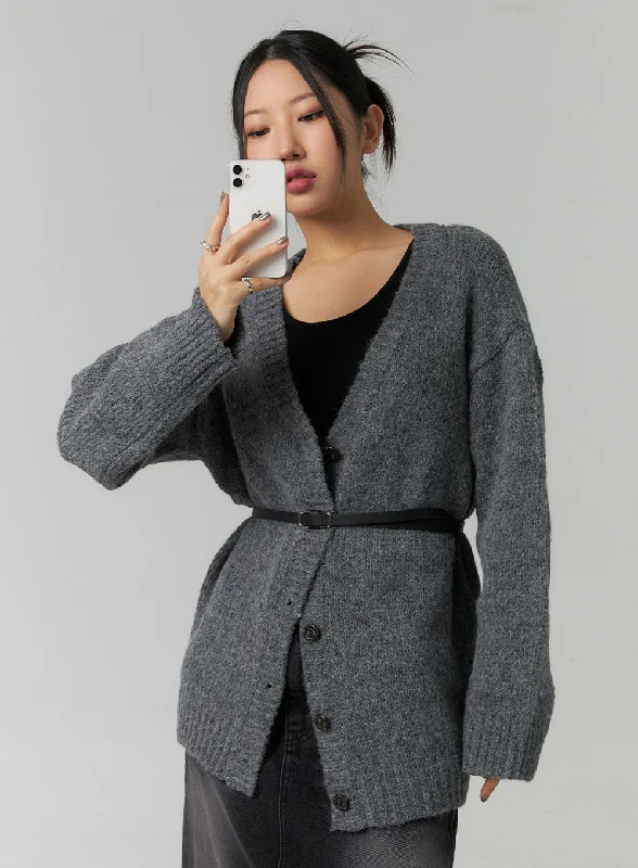 V-Neck Oversized Knit Cardigan CN324