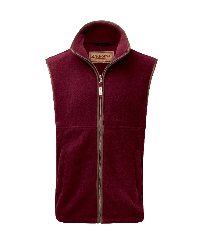 Men fleece bomber jackets with a stylish ribbed collarOakham Fleece Gilet - Claret