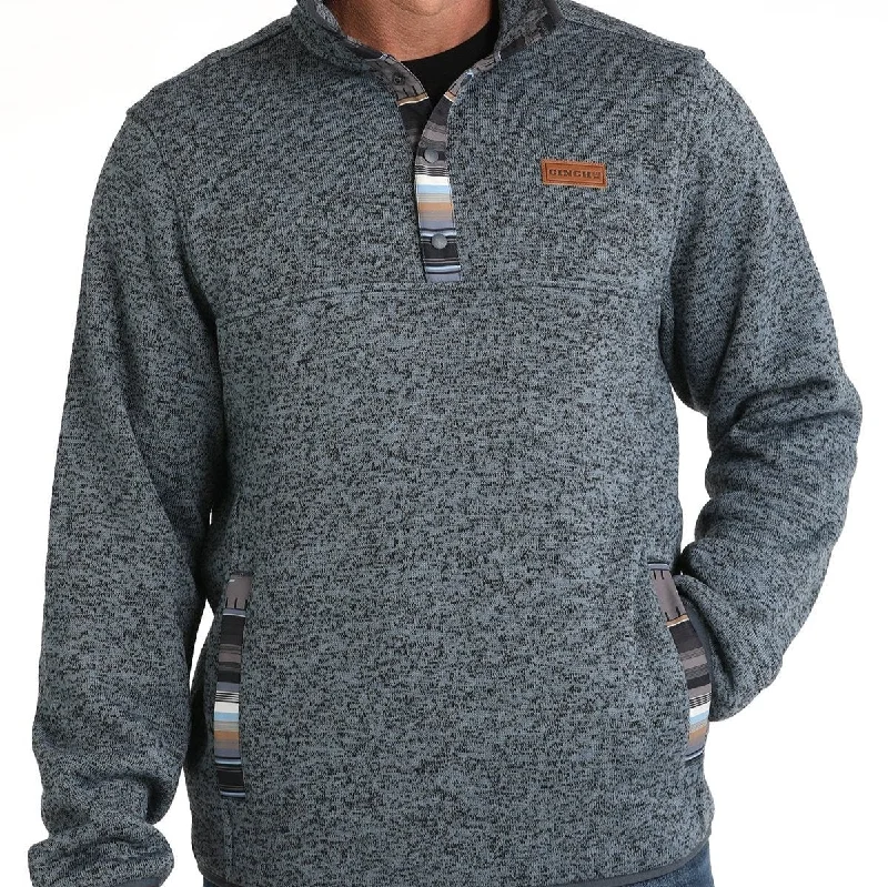 Plus Size Men's Distressed Denim - Look Sweater in Blue for a Trendy and Edgy StyleCinch Men's Logo Quarter Snap Pullover Sweater in Blue Plus Size Men's Distressed Denim - Look Sweater in Blue for a Trendy and Edgy StyleCinch Men's Logo Quarter Snap Pullover Sweater in Blue