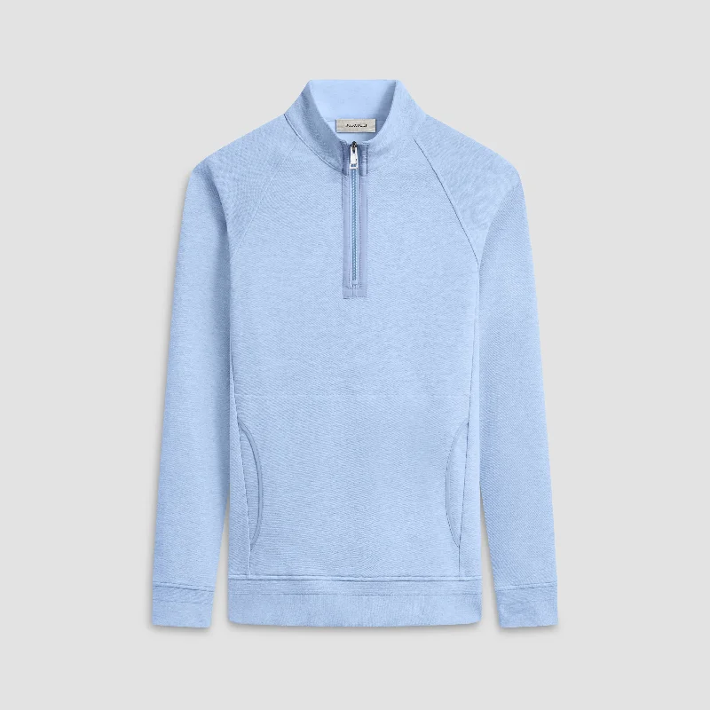 Plus Size Men's Striped Pullover in Navy and White for a Nautical - Inspired LookDouble Sided Pique/Heather Quarter-Zip Pullover