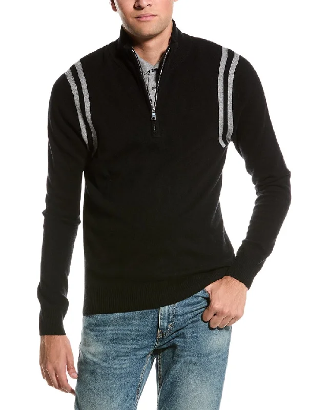 Slim Fit Men's Long - Sleeve Cotton - Linen Blend Sweater in Beige for a Summer Casual LookKier + J Wool & Cashmere-Blend 1/4-Zip Sweater