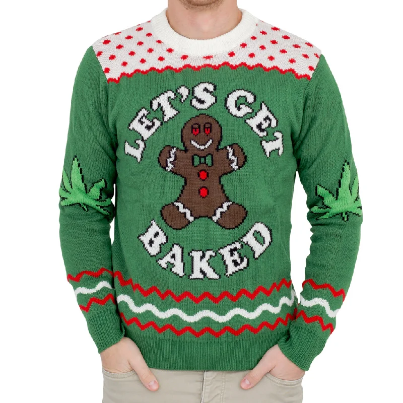Plus Size Men's Distressed Denim - Look Sweater in Blue for a Trendy and Edgy StyleLet's Get Baked Happy Gingerbread Ugly Christmas Sweater Plus Size Men's Distressed Denim - Look Sweater in Blue for a Trendy and Edgy StyleLet's Get Baked Happy Gingerbread Ugly Christmas Sweater