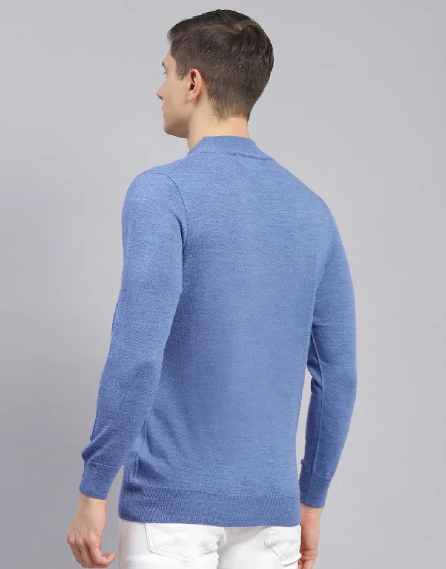 Men's Cable - Knit Sweater Dress in Gray for a Unique and Comfortable One - Piece OptionMen Blue Solid Turtle Neck Full Sleeve Pullover Men's Cable - Knit Sweater Dress in Gray for a Unique and Comfortable One - Piece OptionMen Blue Solid Turtle Neck Full Sleeve Pullover