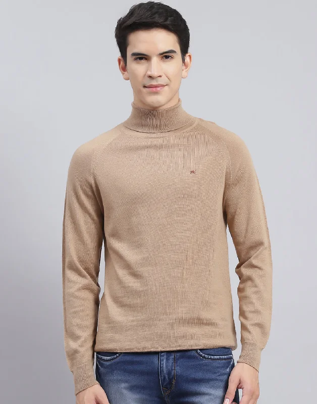 Tall Men's Button - Down Sweater in Mustard Yellow for a Pop of Color in SpringMen Camel Brown Solid High Neck Full Sleeve Pullover Tall Men's Button - Down Sweater in Mustard Yellow for a Pop of Color in SpringMen Camel Brown Solid High Neck Full Sleeve Pullover