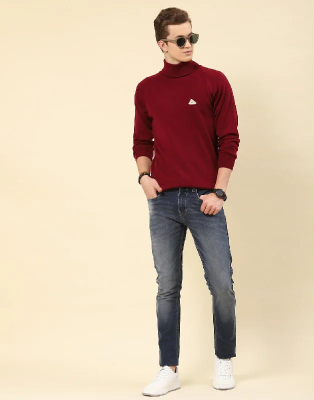 Plus Size Men's V - Neck Cashmere - Blend Sweater in Navy with Ribbed Trim for a Classic StyleMen Red Solid High Neck Full Sleeve Pullover Plus Size Men's V - Neck Cashmere - Blend Sweater in Navy with Ribbed Trim for a Classic StyleMen Red Solid High Neck Full Sleeve Pullover