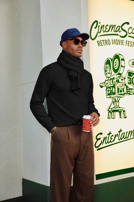 Men's Embroidered Pullover in Red with Floral Details for a Spring - Inspired StyleMen Ribbed Cuff Sweater with Scarf Long Sleeve Crew Neck Pullover Men's Embroidered Pullover in Red with Floral Details for a Spring - Inspired StyleMen Ribbed Cuff Sweater with Scarf Long Sleeve Crew Neck Pullover