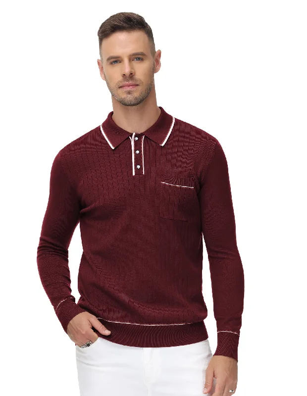 Plus Size Men's Puffer - Style Pullover in Black for Maximum Warmth and StyleMen Ribbed Sweater Long Sleeve Lapel Collar Button-up Neck Pullover Knitwear Shirts Plus Size Men's Puffer - Style Pullover in Black for Maximum Warmth and StyleMen Ribbed Sweater Long Sleeve Lapel Collar Button-up Neck Pullover Knitwear Shirts