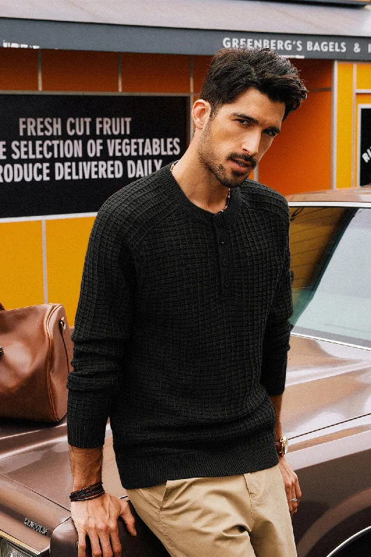 Men's Cable - Knit Pullover in Cream with a Traditional Pattern for a Timeless AppealMen Stylish Textured Sweater Long Raglan Sleeve Button-up Neck Pullover Men's Cable - Knit Pullover in Cream with a Traditional Pattern for a Timeless AppealMen Stylish Textured Sweater Long Raglan Sleeve Button-up Neck Pullover
