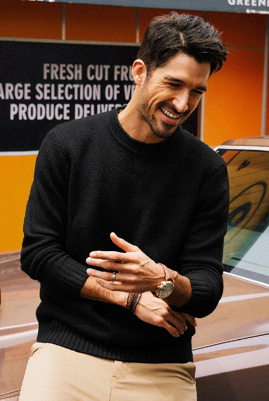 Regular Fit Men's Denim - Look Pullover in Blue for a Casual and Edgy OutfitMen Textured Sweater Long Sleeve Crew Neck Ribbed Cuff Pullover Regular Fit Men's Denim - Look Pullover in Blue for a Casual and Edgy OutfitMen Textured Sweater Long Sleeve Crew Neck Ribbed Cuff Pullover
