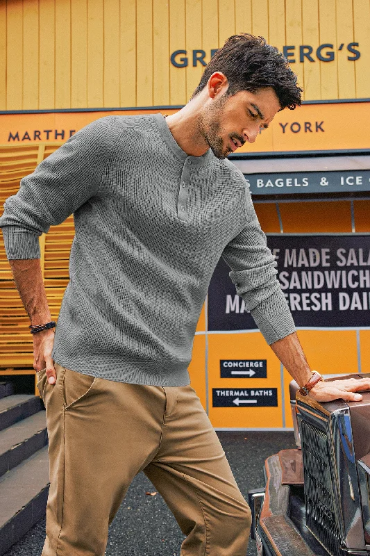 Athletic Fit Men's Moisture - Wicking Polyester Pullover in Neon Green for WorkoutsMen Waffle Textured Sweater Long Raglan Sleeve Henley Neck Knitwear Tops Athletic Fit Men's Moisture - Wicking Polyester Pullover in Neon Green for WorkoutsMen Waffle Textured Sweater Long Raglan Sleeve Henley Neck Knitwear Tops