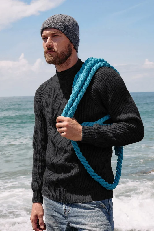 Men's Chunky Knit Wool Pullover in Dark Gray for a Cozy Winter LookMen's Mock Neck Sweater Casual Cable Twisted Knitted Pullover Casual Sweaters Men's Chunky Knit Wool Pullover in Dark Gray for a Cozy Winter LookMen's Mock Neck Sweater Casual Cable Twisted Knitted Pullover Casual Sweaters