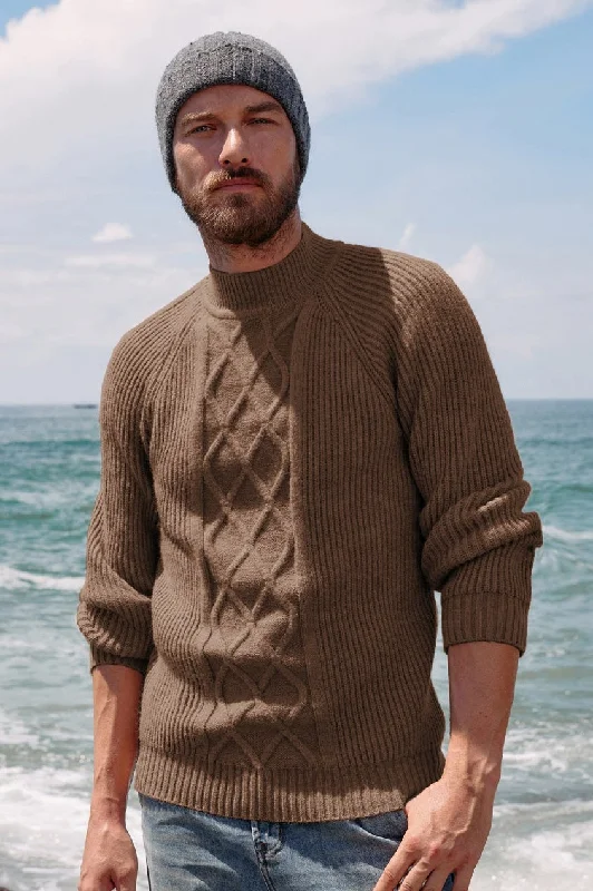 Men's V - Neck Cashmere Pullover in Beige for a Luxurious and Sophisticated StyleMen's Mock Neck Sweater Casual Cable Twisted Knitted Pullover Sweater Men's V - Neck Cashmere Pullover in Beige for a Luxurious and Sophisticated StyleMen's Mock Neck Sweater Casual Cable Twisted Knitted Pullover Sweater