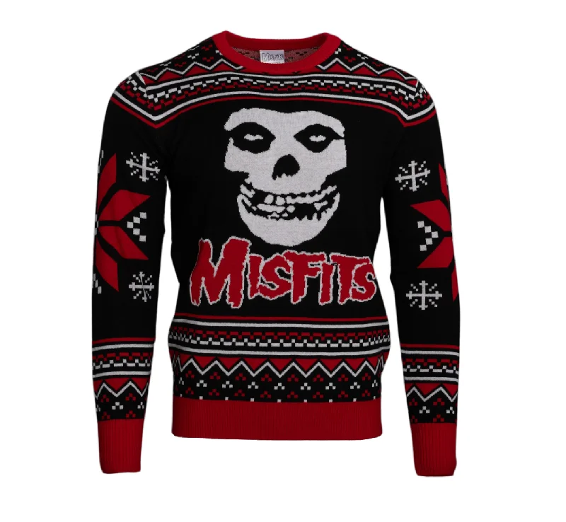 Plus Size Men's V - Neck Cashmere - Blend Sweater in Navy with Ribbed Trim for a Classic StyleMisfits Skull Logo Ugly Christmas Sweater Plus Size Men's V - Neck Cashmere - Blend Sweater in Navy with Ribbed Trim for a Classic StyleMisfits Skull Logo Ugly Christmas Sweater