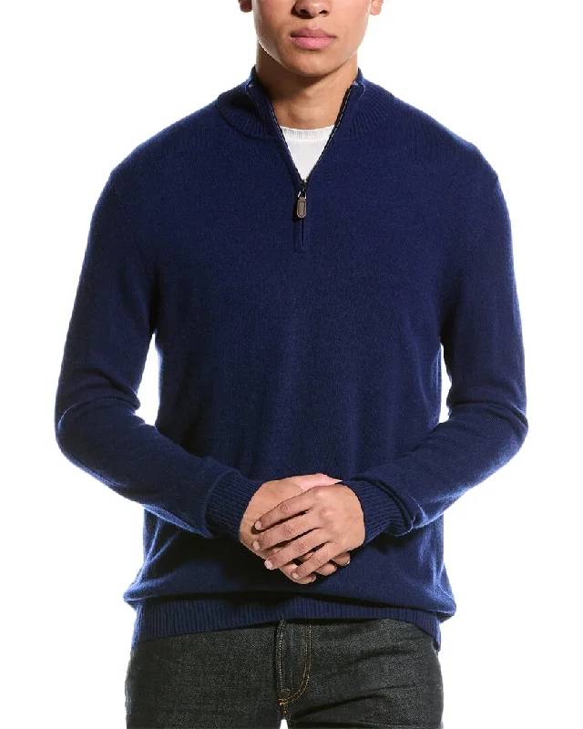 Slim Fit Men's Long - Sleeve Cotton - Linen Blend Sweater in Beige for a Summer Casual LookQi Cashmere 1/4-Zip Cashmere Mock Sweater Slim Fit Men's Long - Sleeve Cotton - Linen Blend Sweater in Beige for a Summer Casual LookQi Cashmere 1/4-Zip Cashmere Mock Sweater
