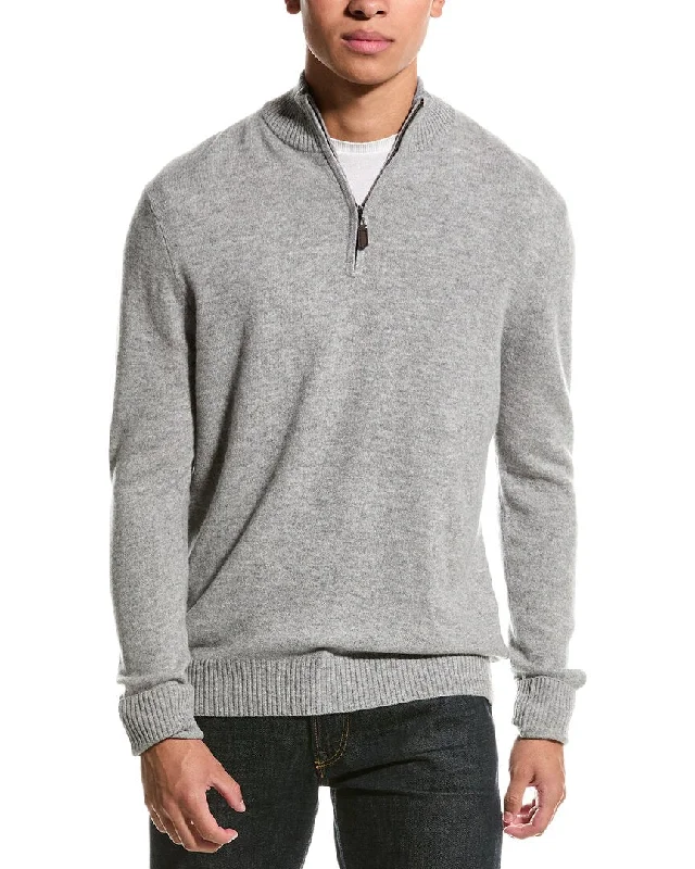Men's Fuzzy Mohair - Blend Sweater in Light Pink for a Soft and Stylish LookQi Cashmere 1/4-Zip Cashmere Mock Sweater Men's Fuzzy Mohair - Blend Sweater in Light Pink for a Soft and Stylish LookQi Cashmere 1/4-Zip Cashmere Mock Sweater