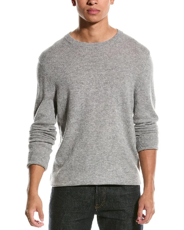 Regular Fit Men's Heathered Knit Sweater in Charcoal for a Laid - Back Weekend LookQi Cashmere Solid Cashmere Crewneck Sweater Regular Fit Men's Heathered Knit Sweater in Charcoal for a Laid - Back Weekend LookQi Cashmere Solid Cashmere Crewneck Sweater