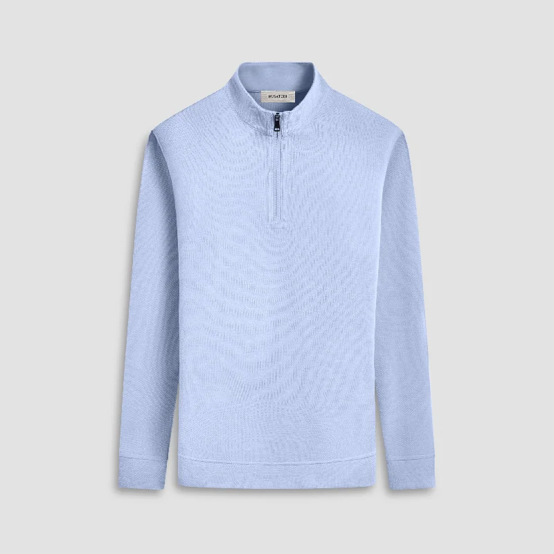 Men's Mock - Neck Pullover in Charcoal for a Modern and Sleek AppearanceReversible Pique/Fishermen Knit Quarter-Zip Pullover Men's Mock - Neck Pullover in Charcoal for a Modern and Sleek AppearanceReversible Pique/Fishermen Knit Quarter-Zip Pullover