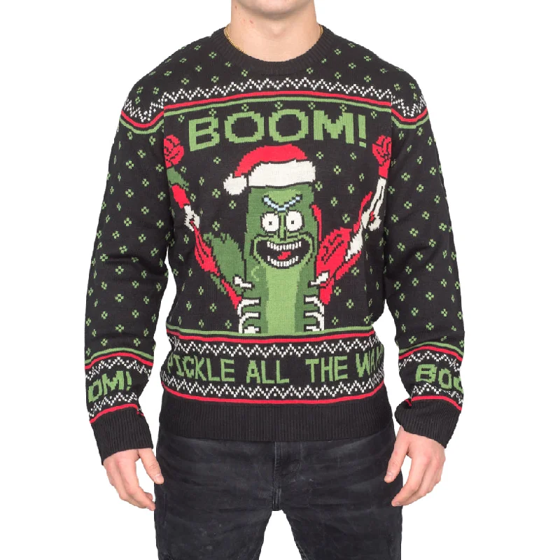 Men's Shearling - Lined Leather Sweater in Brown for a Rugged and Warm Winter EnsembleRick and Morty Boom! PickleRick Ugly Christmas Sweater Men's Shearling - Lined Leather Sweater in Brown for a Rugged and Warm Winter EnsembleRick and Morty Boom! PickleRick Ugly Christmas Sweater