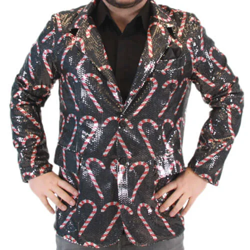 Tall Men's Button - Down Sweater in Mustard Yellow for a Pop of Color in SpringSequin Candy Cane Ugly Christmas Blazer Jacket Tall Men's Button - Down Sweater in Mustard Yellow for a Pop of Color in SpringSequin Candy Cane Ugly Christmas Blazer Jacket