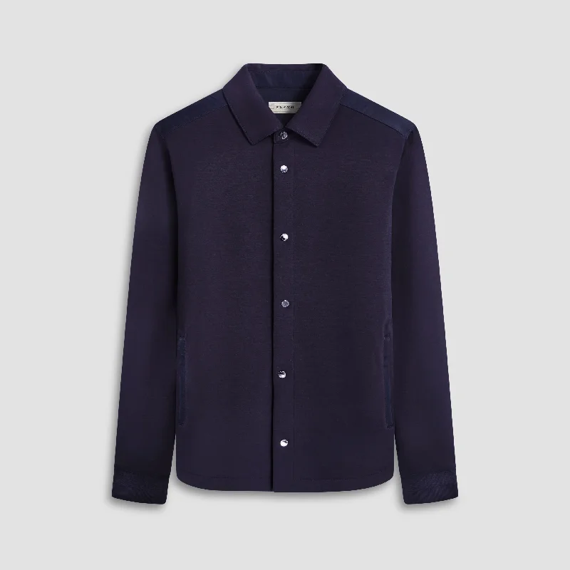 Slim Fit Men's Cotton Pullover in Navy Blue for a Classic Office AttireSoft Touch Performance Shirt Jacket Slim Fit Men's Cotton Pullover in Navy Blue for a Classic Office AttireSoft Touch Performance Shirt Jacket