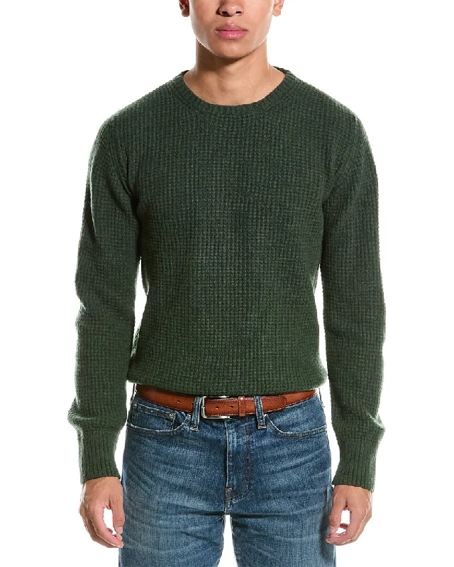 Regular Fit Men's Mock - Neck Sweater in Teal with a Side Slit for a Modern Office AttireTodd Snyder Waffle Knit Wool & Cashmere-Blend Crewneck Sweater Regular Fit Men's Mock - Neck Sweater in Teal with a Side Slit for a Modern Office AttireTodd Snyder Waffle Knit Wool & Cashmere-Blend Crewneck Sweater