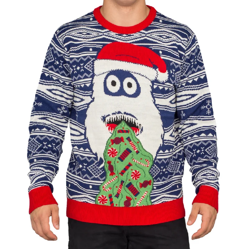 Men's Fuzzy Mohair - Blend Sweater in Light Pink for a Soft and Stylish LookYeti Santa Hat Throw up Candy Ugly Christmas Sweater Men's Fuzzy Mohair - Blend Sweater in Light Pink for a Soft and Stylish LookYeti Santa Hat Throw up Candy Ugly Christmas Sweater
