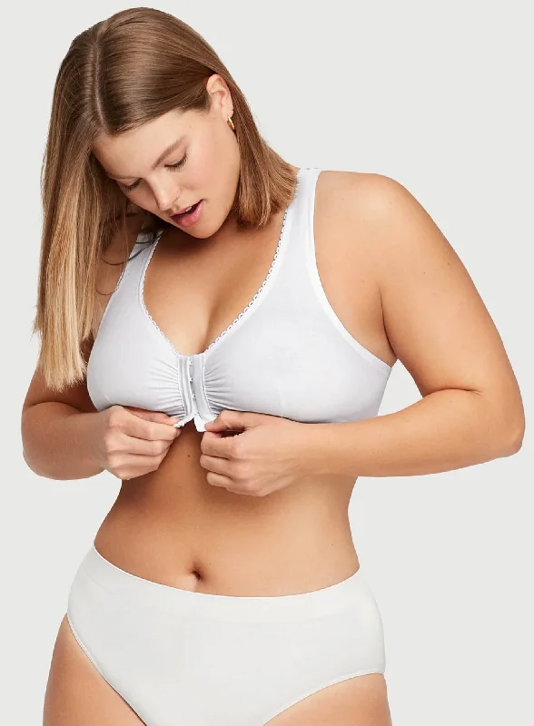 Glamorise: Off Duty Front Close T Back Comfort Sleep Bra White