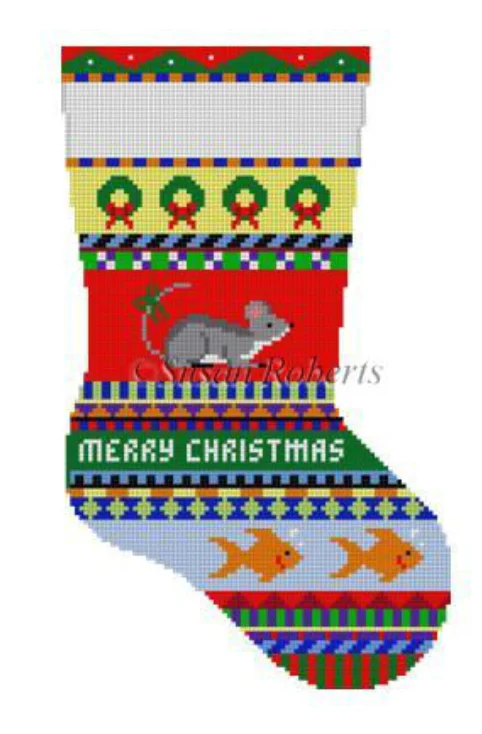 0146-13 Bold Stripe Cat Midi Stocking