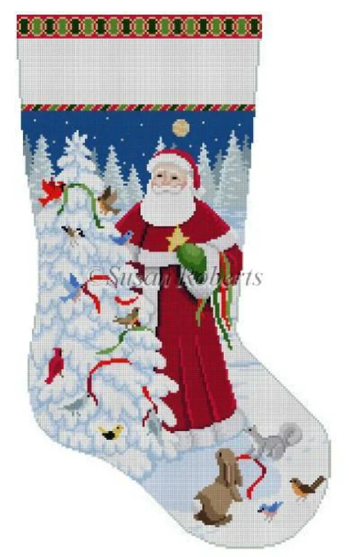 3201 Santa Decorating Bird Tree Stocking