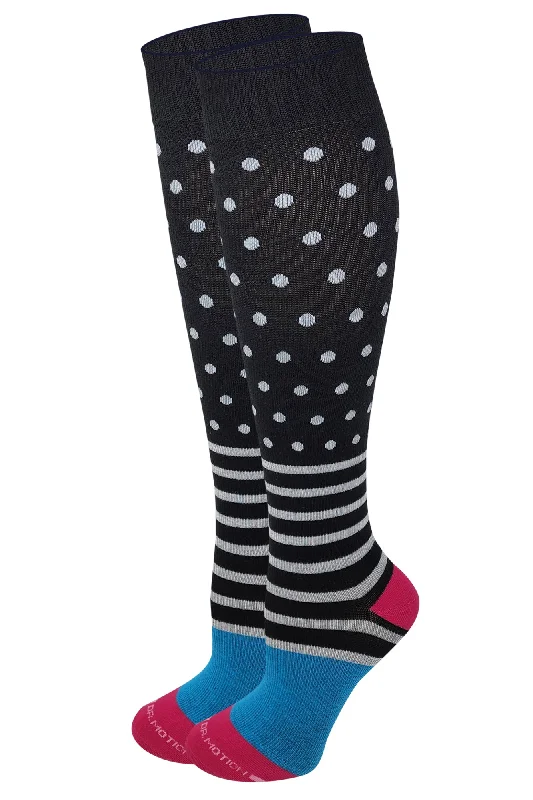 Knee High Compression Socks | Striped and Polka Dot Design | Women's (1 Pair)