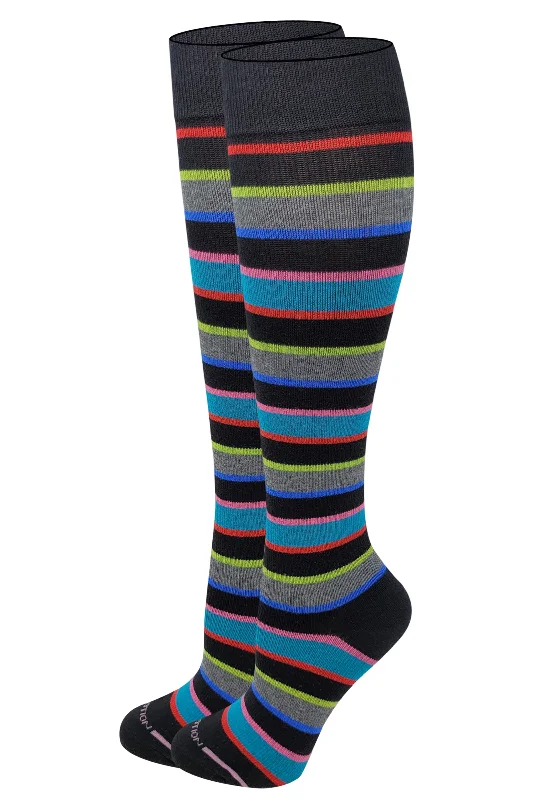 Knee High Compression Socks | Bright Stripes | Women (1 Pair)