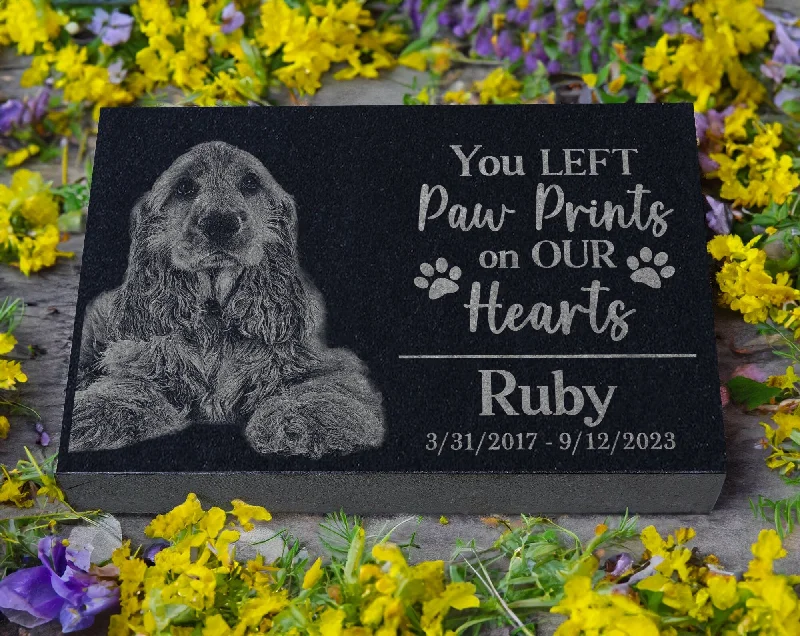 Engraved Photo Memorial Plaque: Cemetery Marker | Outdoor Headstone Tombstone | Custom Pet Loss Gift | Dog Cat Garden Tribute Grave Stone