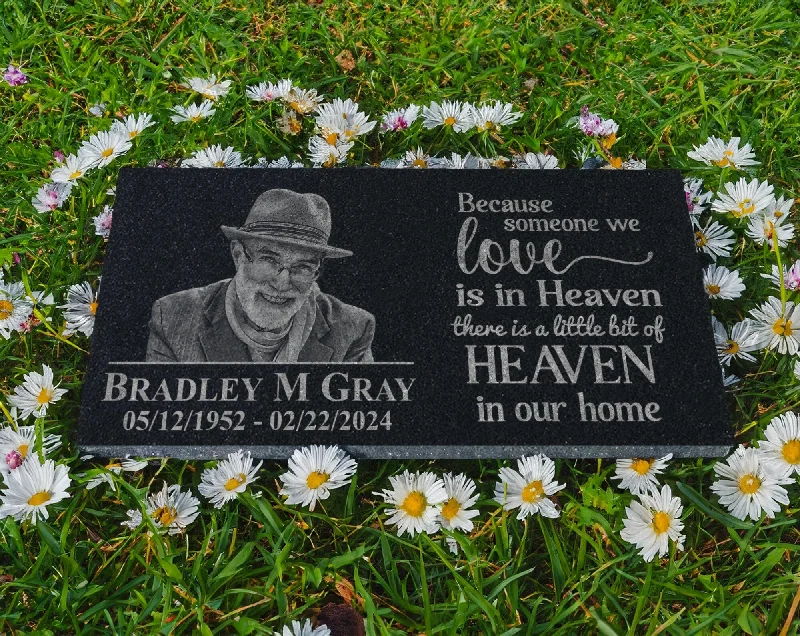 Personalized Photo Memorial Plaque w/ Meaningful Quote - Your Life Gave us Memories | Sympathy Garden Marker | Outdoors Cemetery Headstones