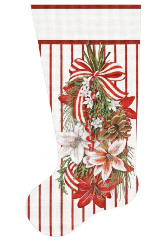 MLT696 Amaryllis Christmas Swag Sock