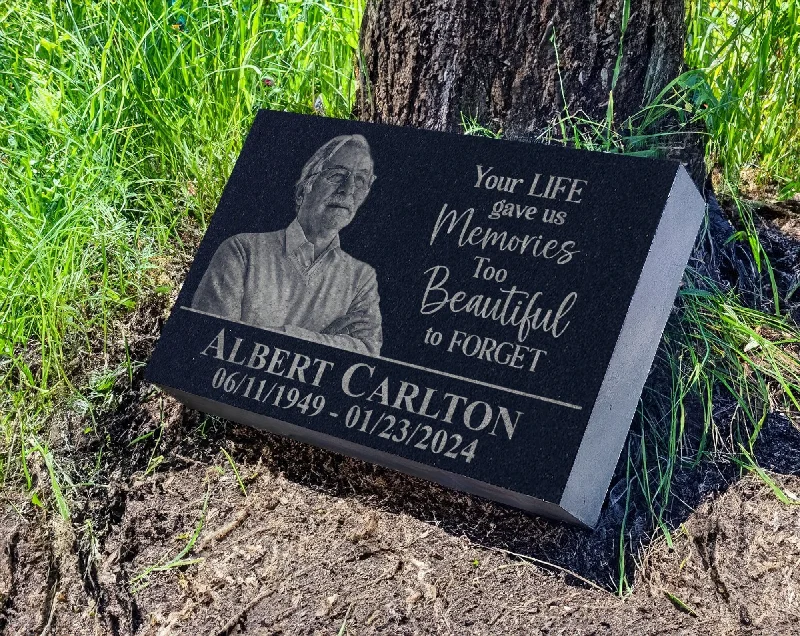 Personalized Photo Memorial Plaque w/ Meaningful Quote - Your Life Gave us Memories | Sympathy Garden Marker | Outdoors Cemetery Headstones