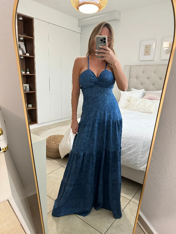 Blue Denim Maxi Dress