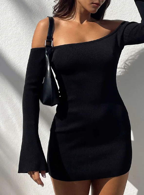 Parisa Long Sleeve Mini Dress Black Tall